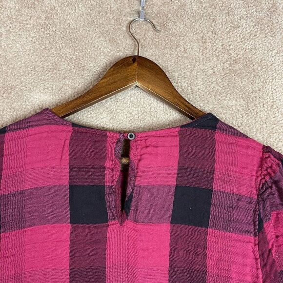 Anthropologie Cloth & Stone Tunic Shift Dress Size Small Red/Black Buffalo Plaid - Picture 9 of 10